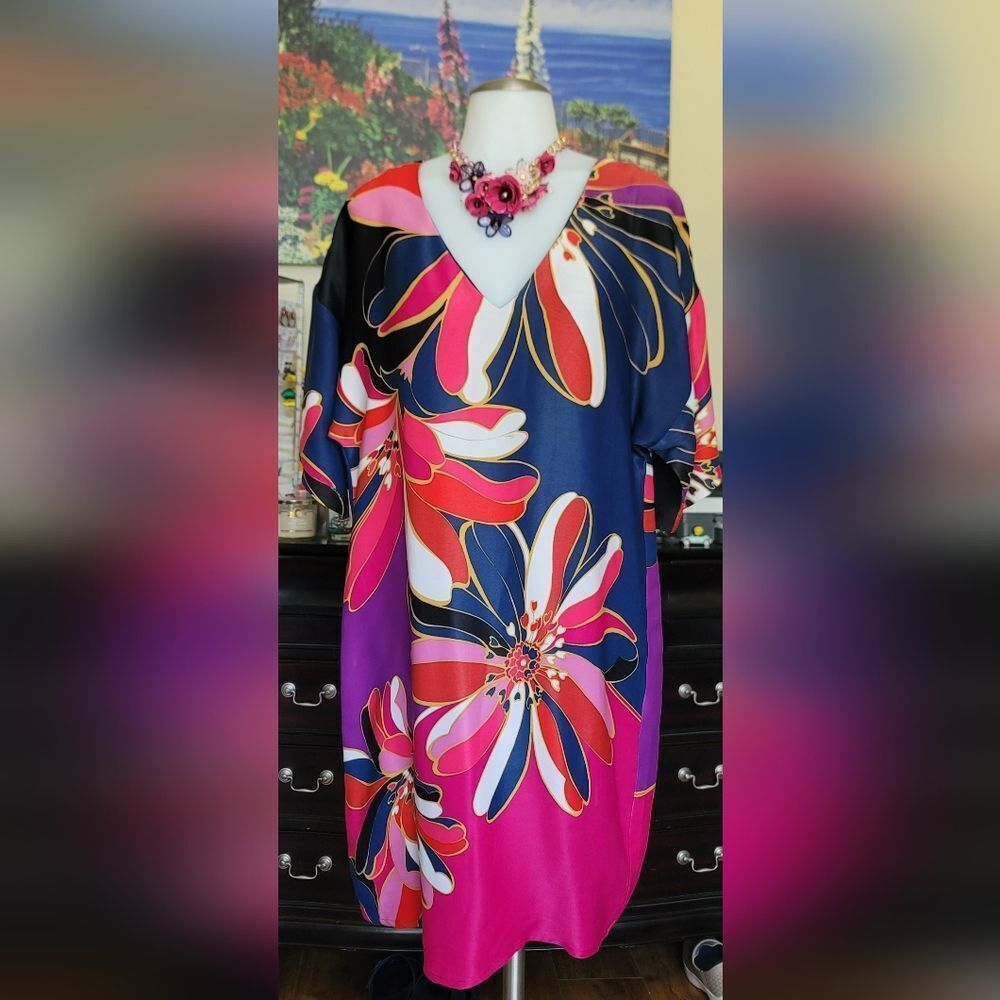 Vibrant Floral V-Neck Dress By Trina Turk